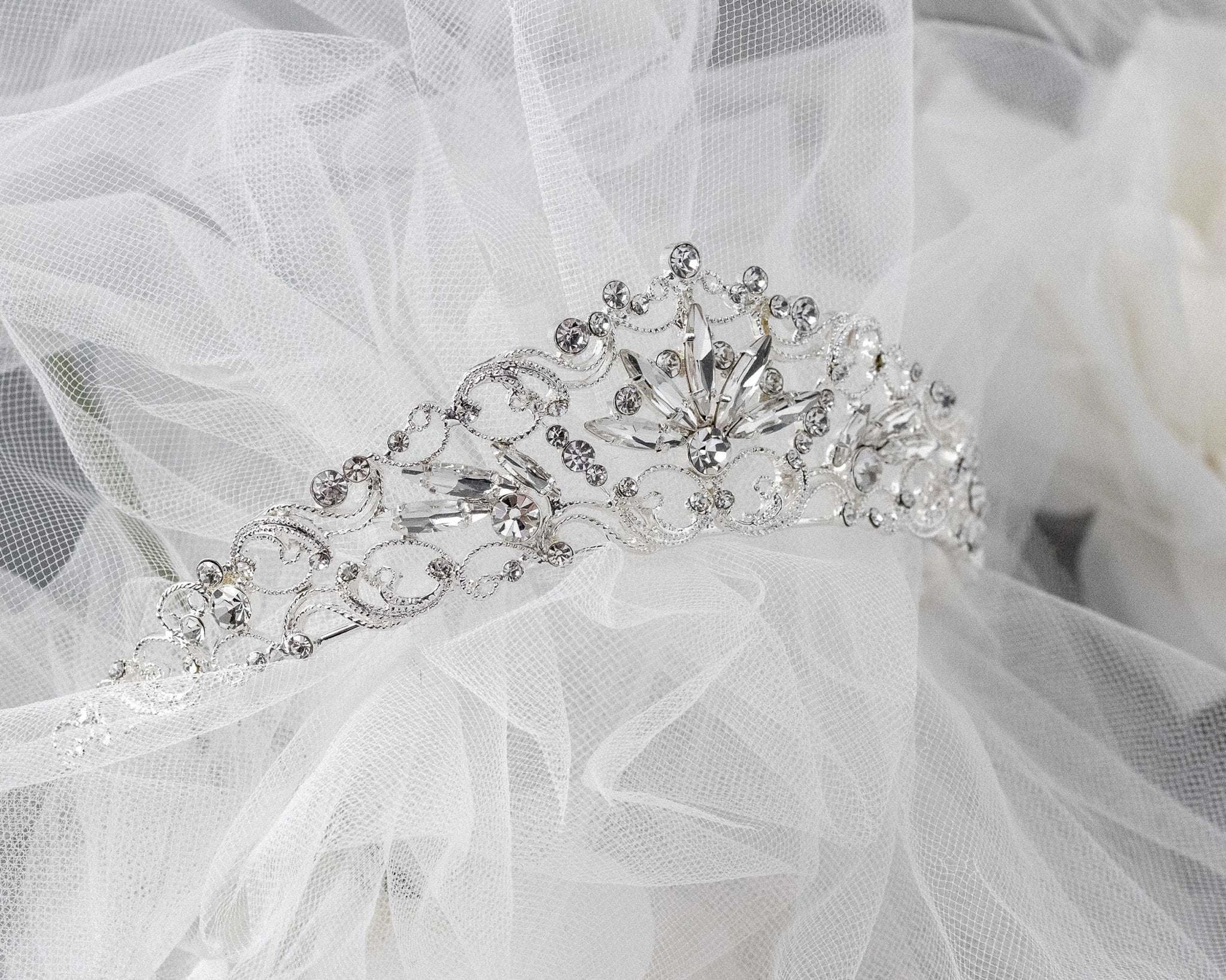 Bridal Tiara of Elongated Marquise Gems - Tiara - Cassandra Lynne