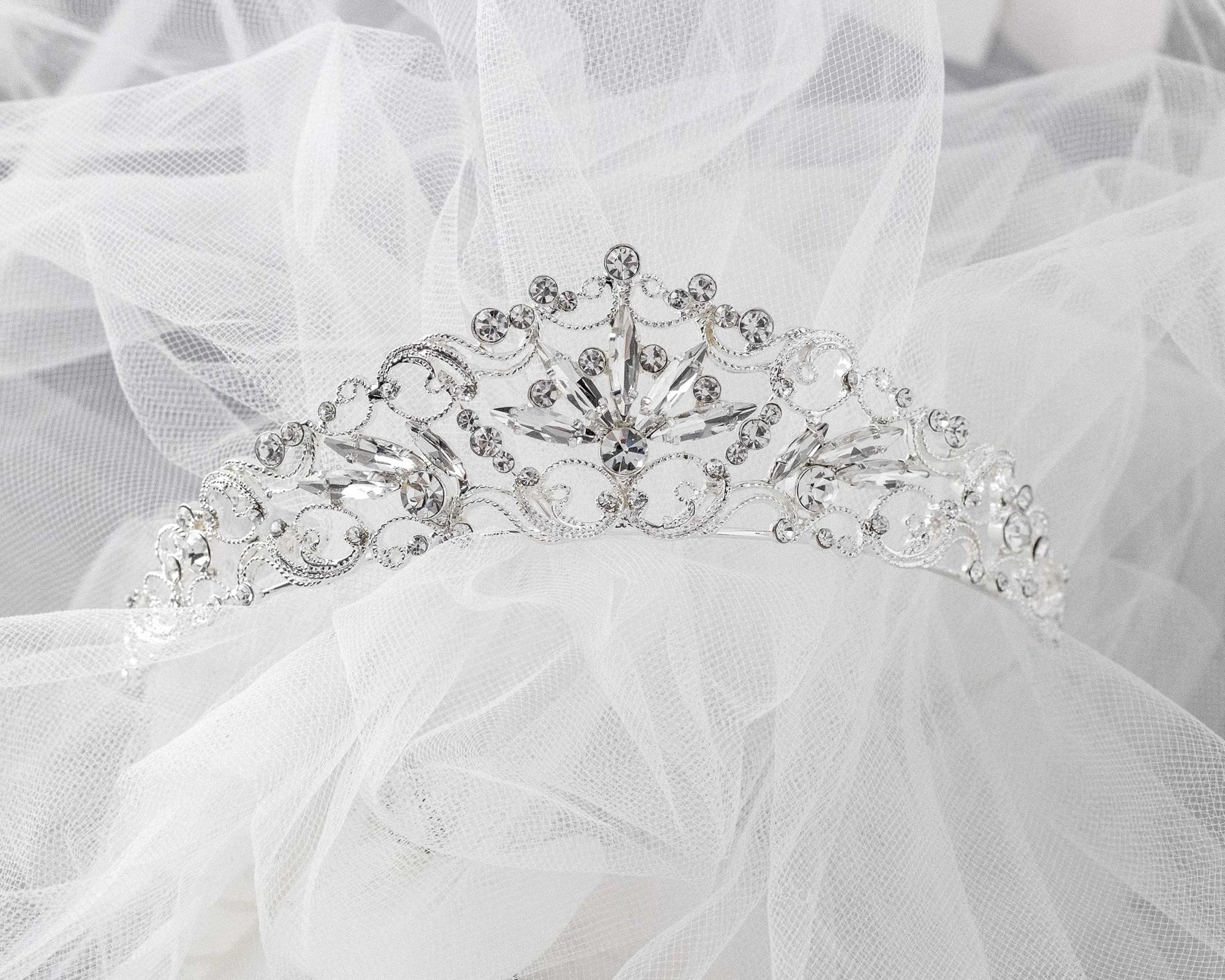 Bridal Tiara of Elongated Marquise Gems - Tiara - Cassandra Lynne