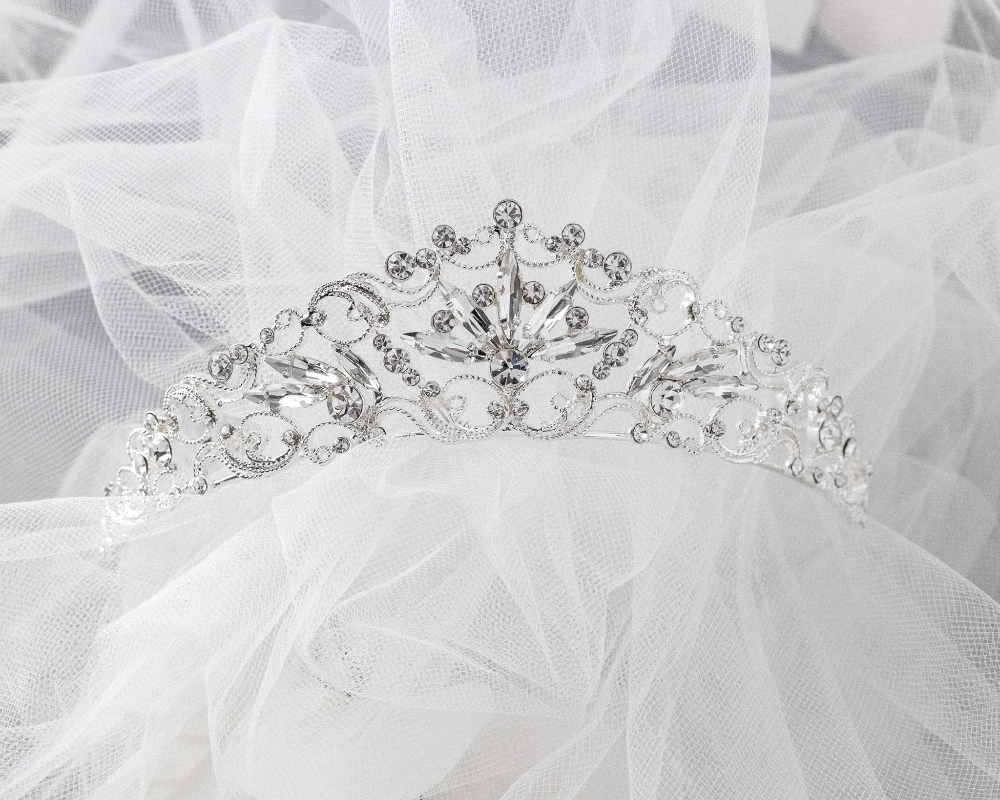 Bridal Tiara of Elongated Marquise Gems - Tiara - Cassandra Lynne