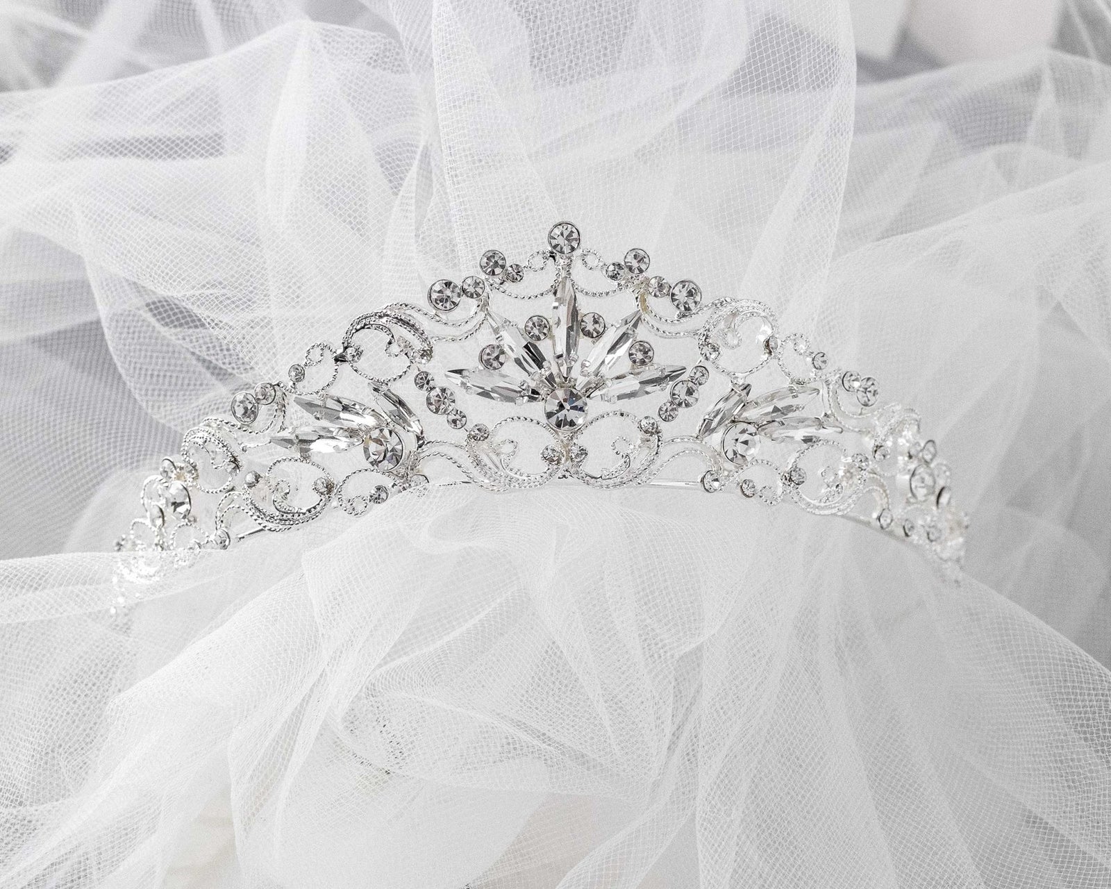 Bridal Tiara of Elongated Marquise Gems - Tiara - Cassandra Lynne