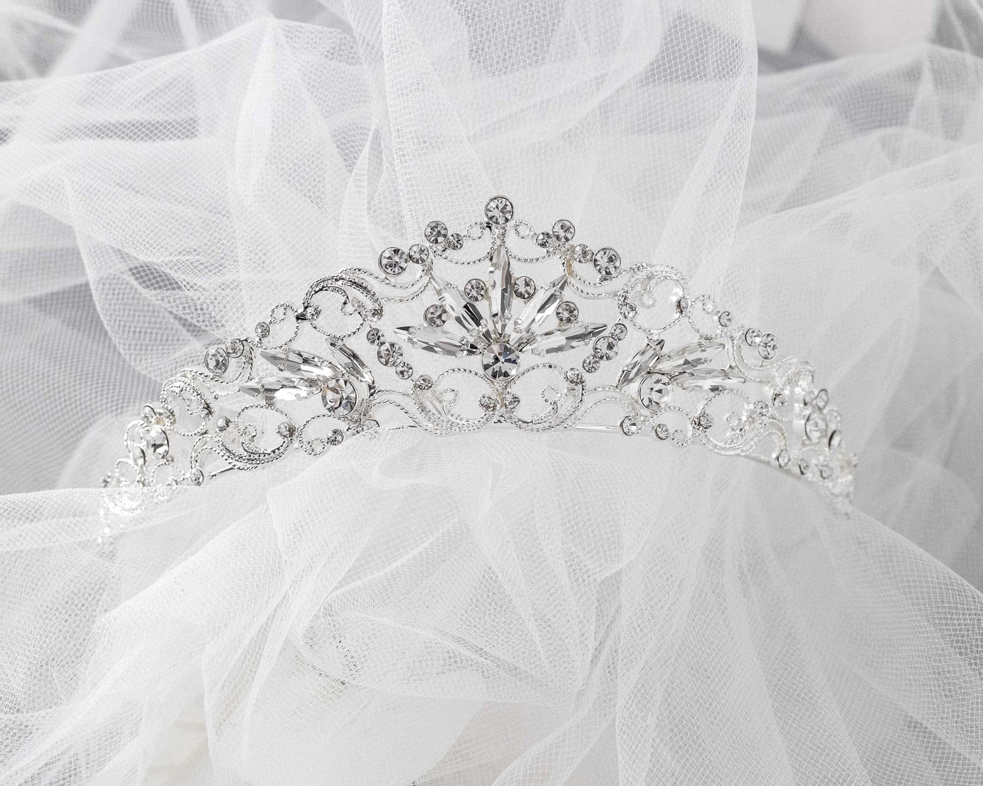 Bridal Tiara of Elongated Marquise Gems - Tiara - Cassandra Lynne