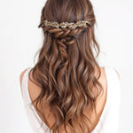 Bridal Tiara of Matte Gold Flowers and Pearls - Tiara - Cassandra Lynne