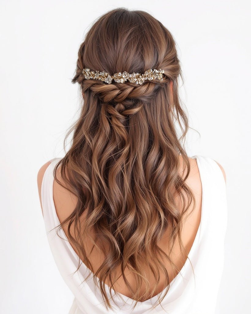 Bridal Tiara of Matte Gold Flowers and Pearls - Tiara - Cassandra Lynne