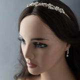 Bridal Tiara of Matte Gold Flowers and Pearls - Tiara - Cassandra Lynne