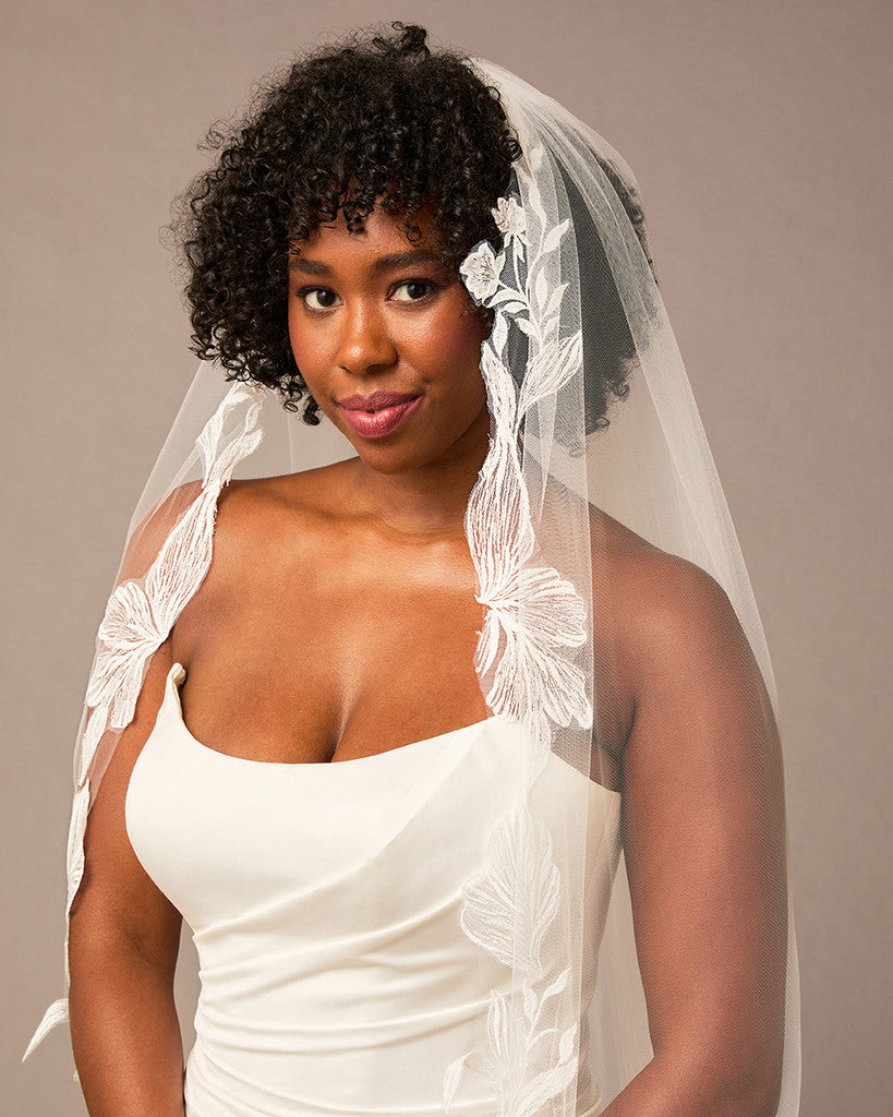 Cathedral Bridal Veil with Intricate Floral Lace
