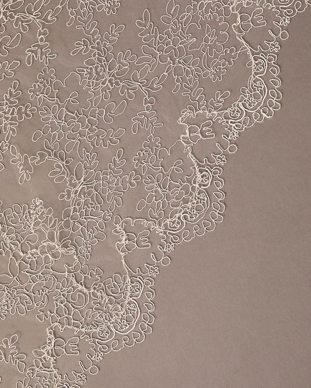 Close-up of intricate lace pattern on a beige background