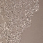 Close-up of intricate lace pattern on a beige background