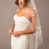Fingertip Veil with Vine Appliques