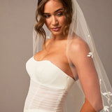 Fingertip Veil with Vine Appliques