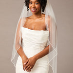 Fingertip Bridal Veil with Opaque Beads and Crystals