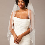 Fingertip Bridal Veil with Opaque Beads and Crystals