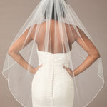 Fingertip Bridal Veil with Opaque Beads and Crystals