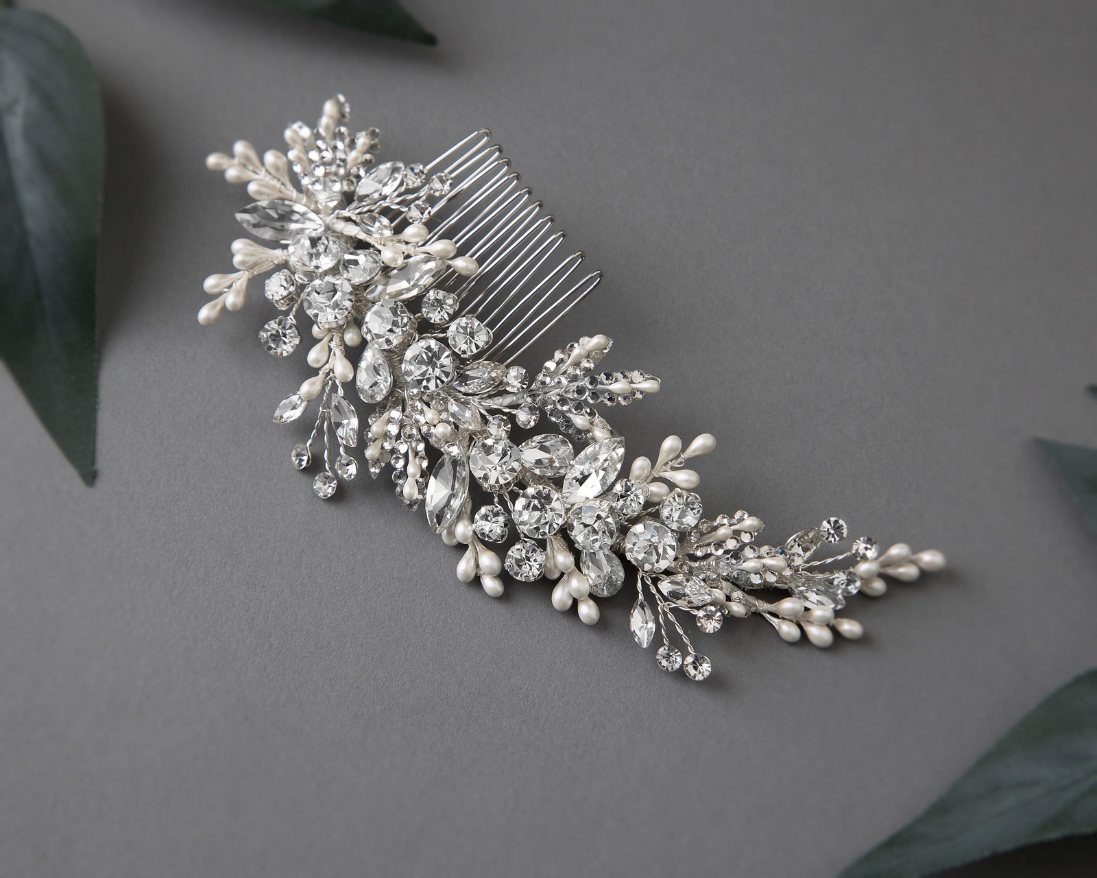 Sparkling Wedding Hair Comb with Pearl Drops - Cassandra Lynne