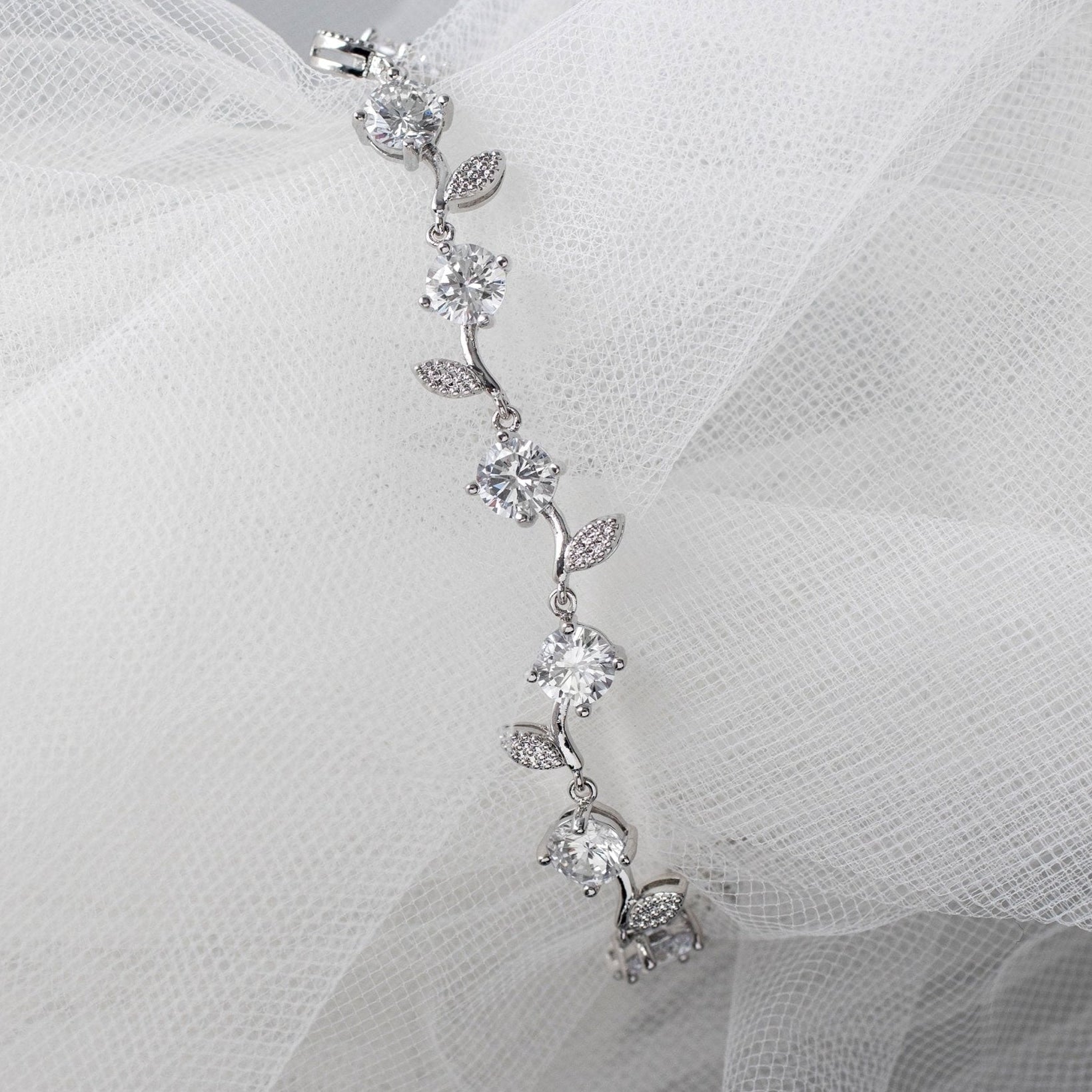 Brilliant Round CZ Vine Bracelet for the Bride - Bracelet - Cassandra Lynne