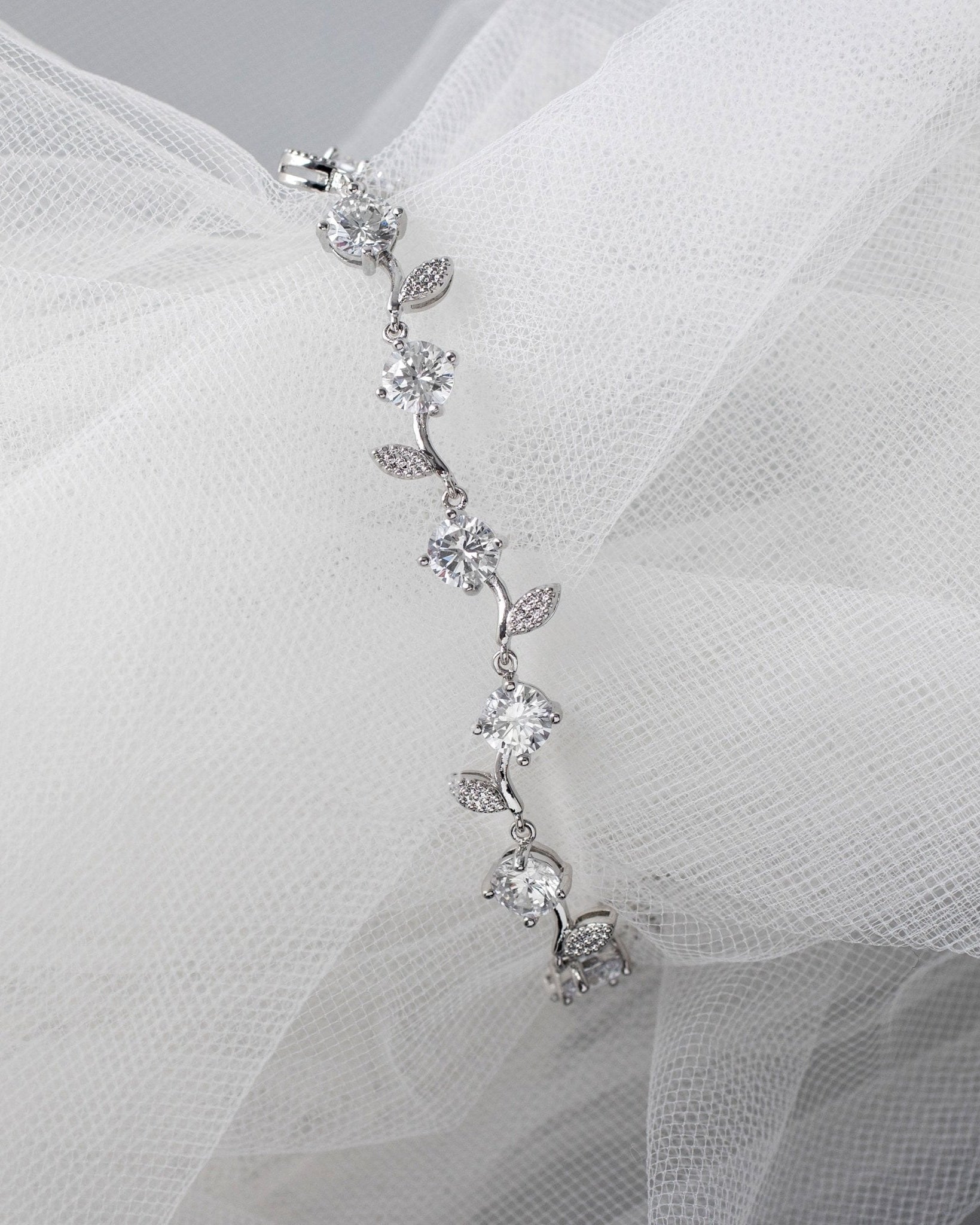 Brilliant Round CZ Vine Bracelet for the Bride - Bracelet - Cassandra Lynne