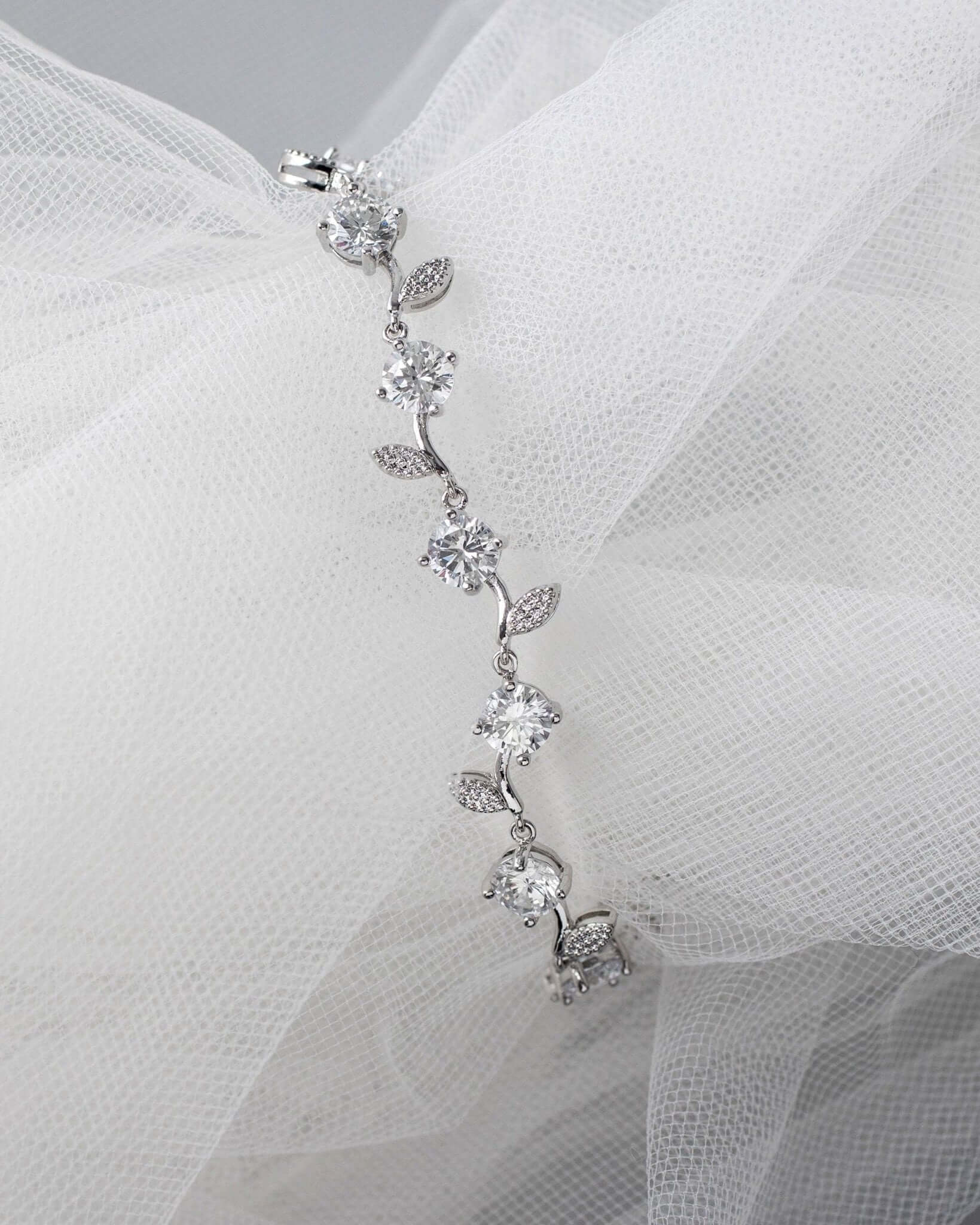 Brilliant Round CZ Vine Bracelet for the Bride - Bracelet - Cassandra Lynne
