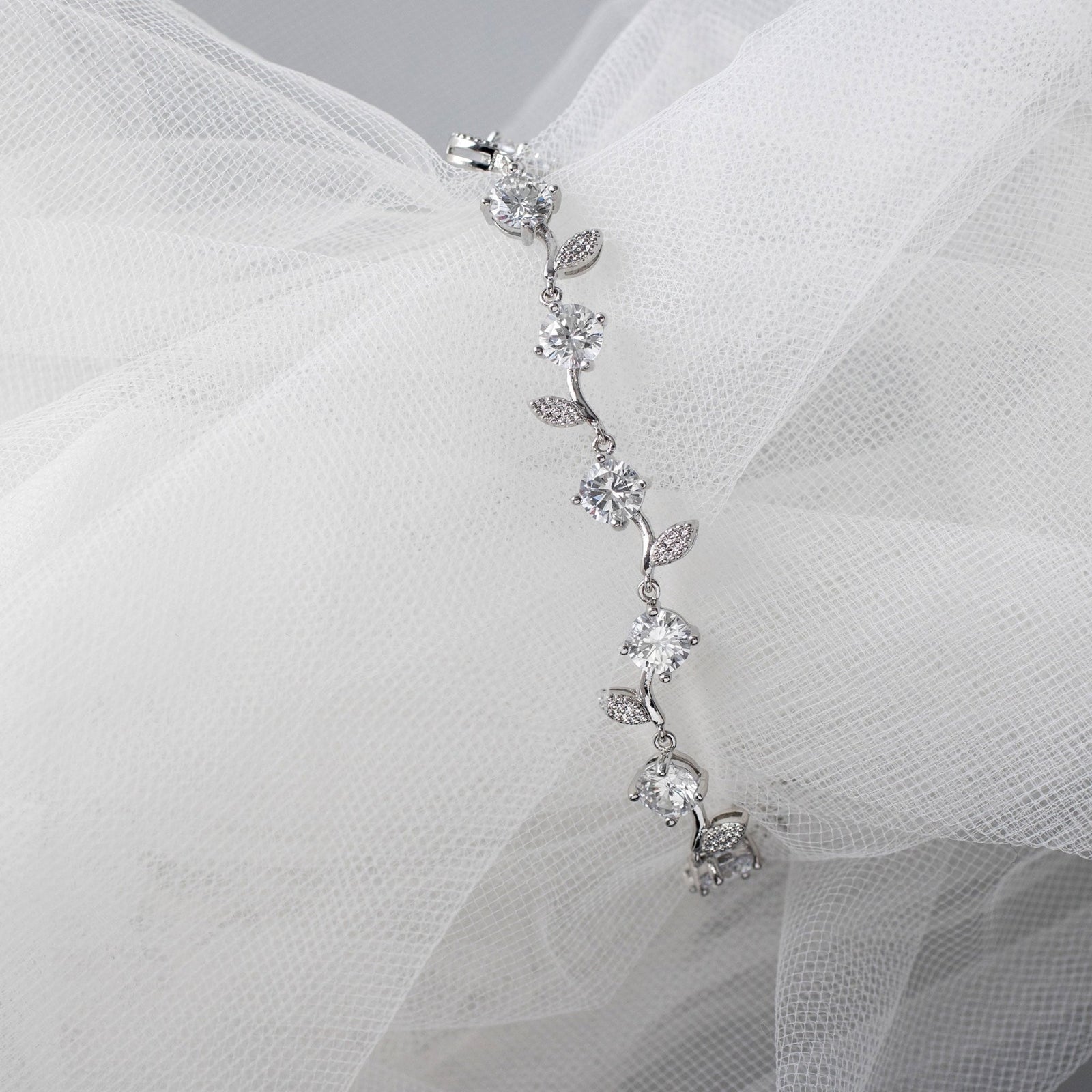 Brilliant Round CZ Vine Bracelet for the Bride - Bracelet - Cassandra Lynne