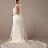 Cathedral Bridal Veil with Sequins, Pearls, and Lace Ivory - Cassandra Lynne