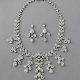 Chandelier Bridal Necklace of CZ Jewels - Necklace Set - Cassandra Lynne