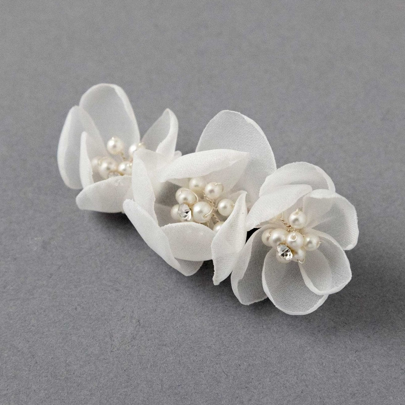 Chiffon and Pearl Bridal Hair Flower - Hair Clips - Cassandra Lynne