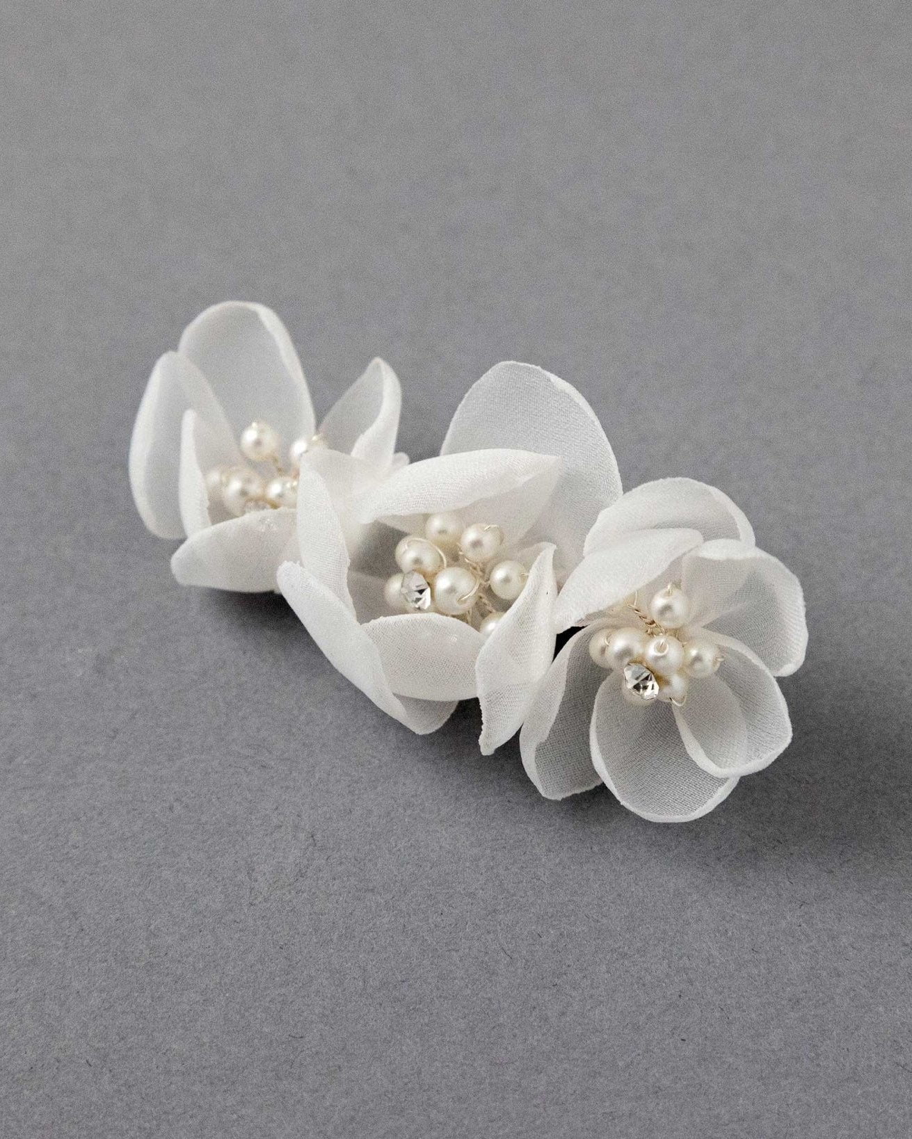 Chiffon and Pearl Bridal Hair Flower - Hair Clips - Cassandra Lynne