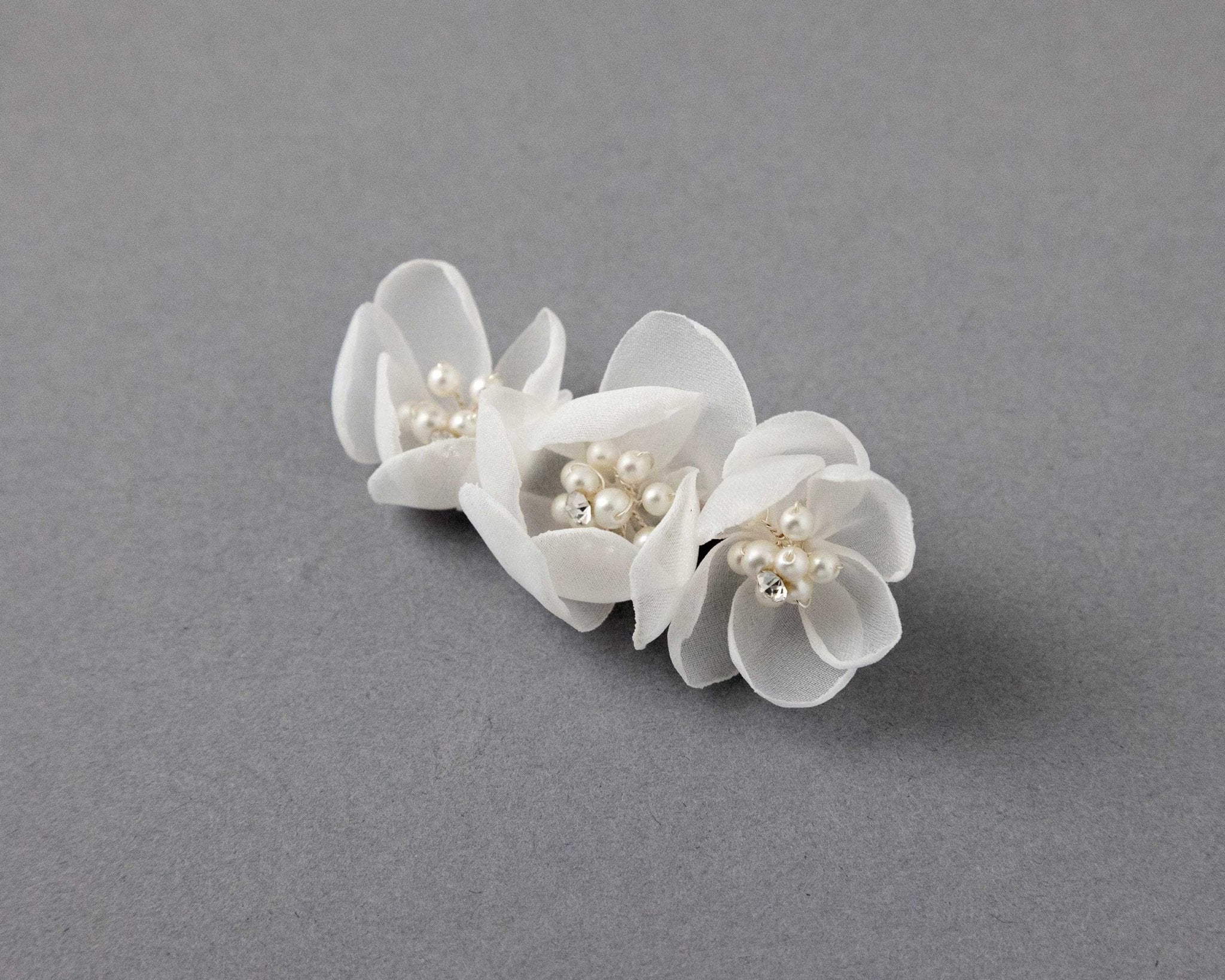 Chiffon and Pearl Bridal Hair Flower - Hair Clips - Cassandra Lynne