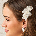 Chiffon and Pearl Bridal Hair Flower - Hair Clips - Cassandra Lynne