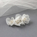 Chiffon and Pearl Bridal Hair Flower - Hair Clips - Cassandra Lynne