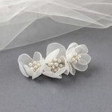 Chiffon and Pearl Bridal Hair Flower - Hair Clips - Cassandra Lynne
