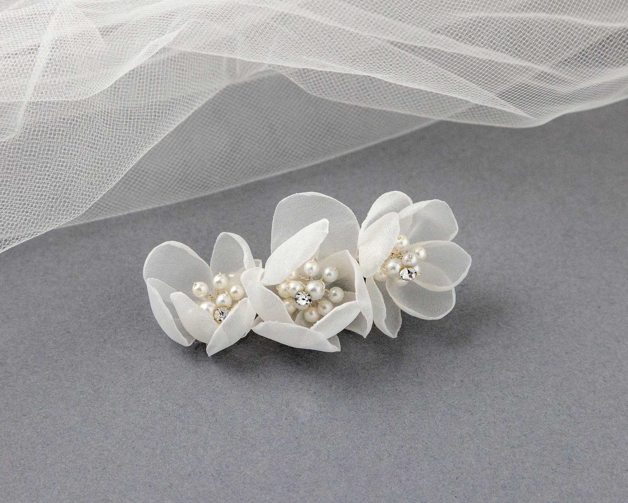 Chiffon and Pearl Bridal Hair Flower