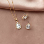 Classic CZ Necklace Pave Pear Pendant and Earrings - Necklace Set - Cassandra Lynne