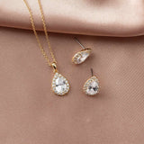 Classic CZ Necklace Pave Pear Pendant and Earrings - Necklace Set - Cassandra Lynne