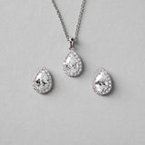 Classic CZ Necklace Pave Pear Pendant and Earrings - Necklace Set - Cassandra Lynne