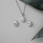 Classic CZ Necklace Pave Pear Pendant and Earrings - Necklace Set - Cassandra Lynne