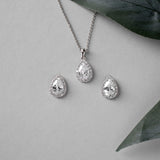 Classic CZ Necklace Pave Pear Pendant and Earrings - Necklace Set - Cassandra Lynne