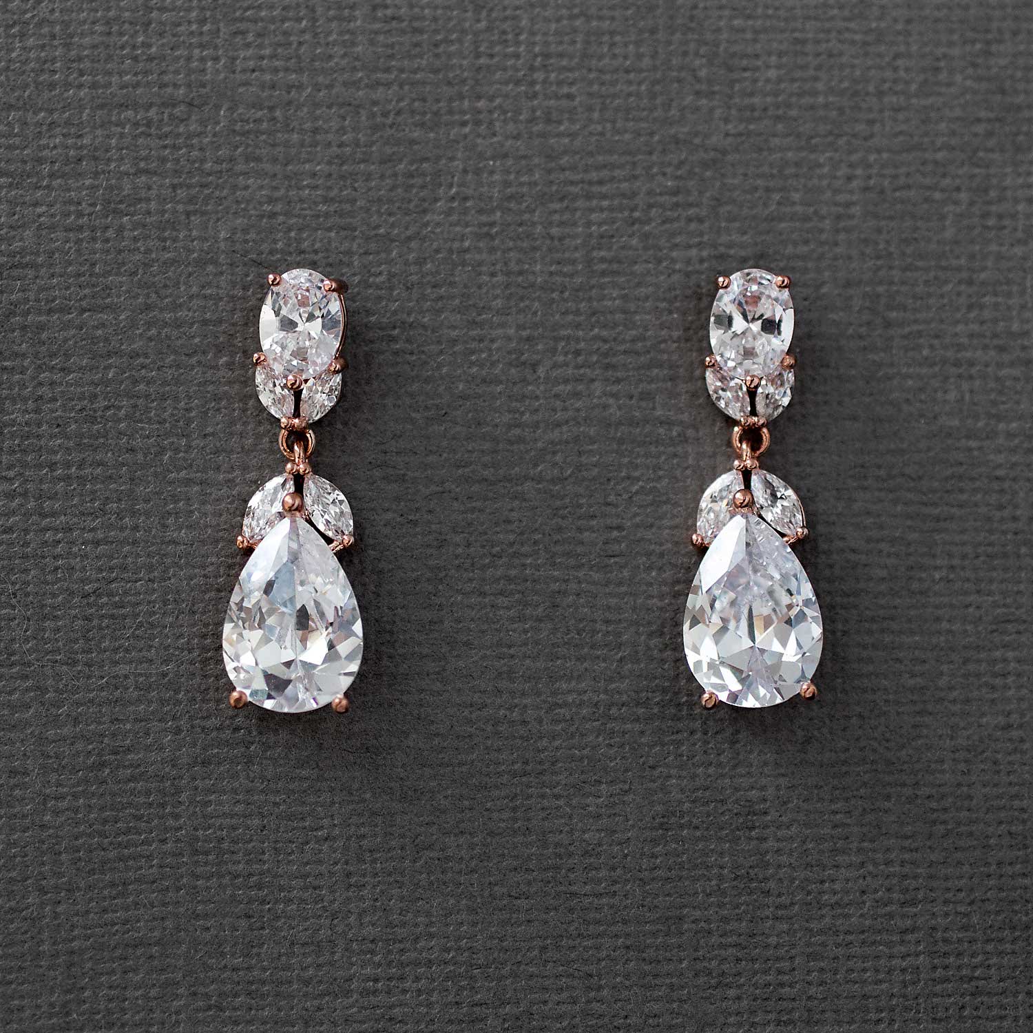 Pear Drop CZ Wedding Pendant Set