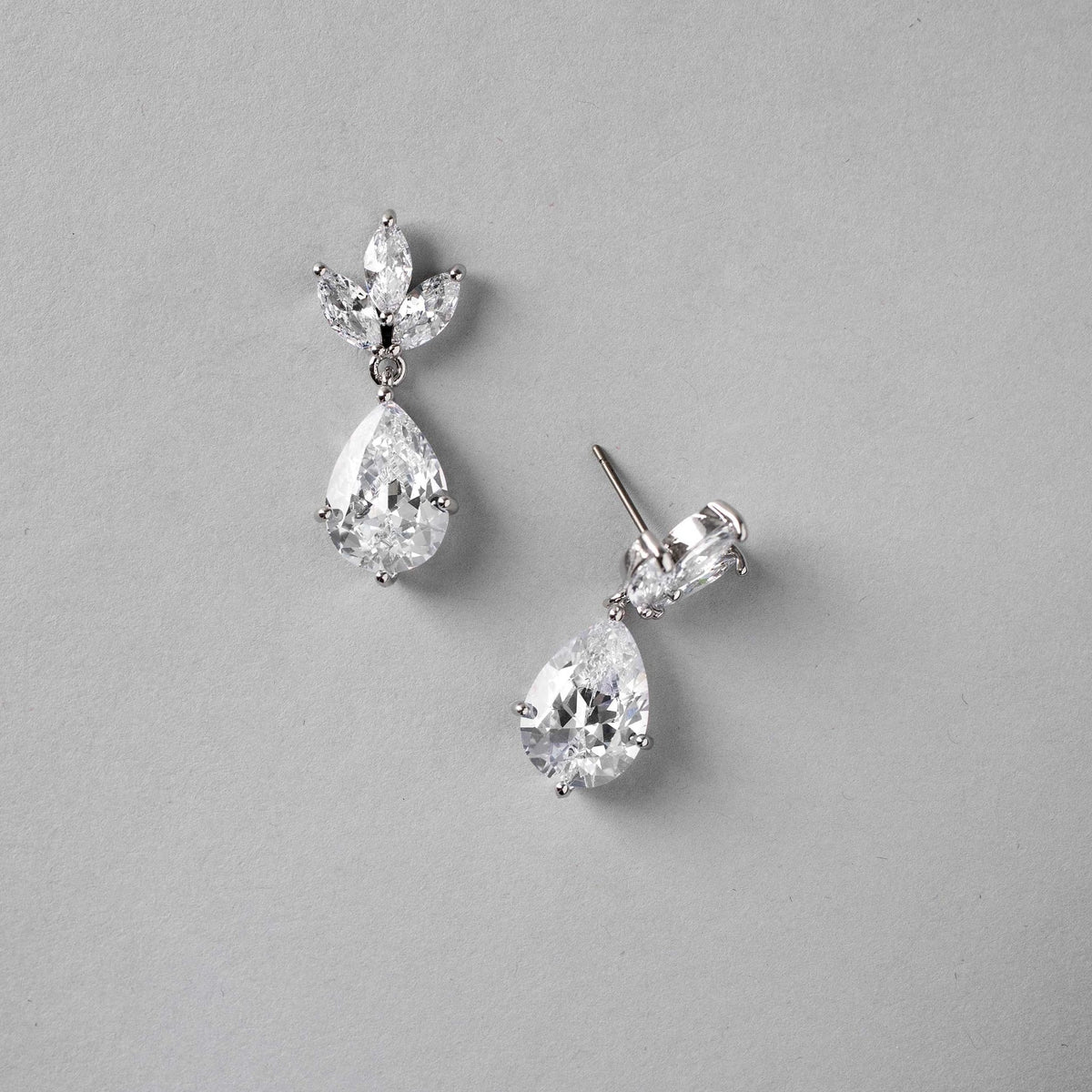 Classic Wedding Earrings with CZ Pear Drop - Earrings - Cassandra Lynne