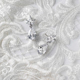 Classic Wedding Earrings with CZ Pear Drop - Earrings - Cassandra Lynne