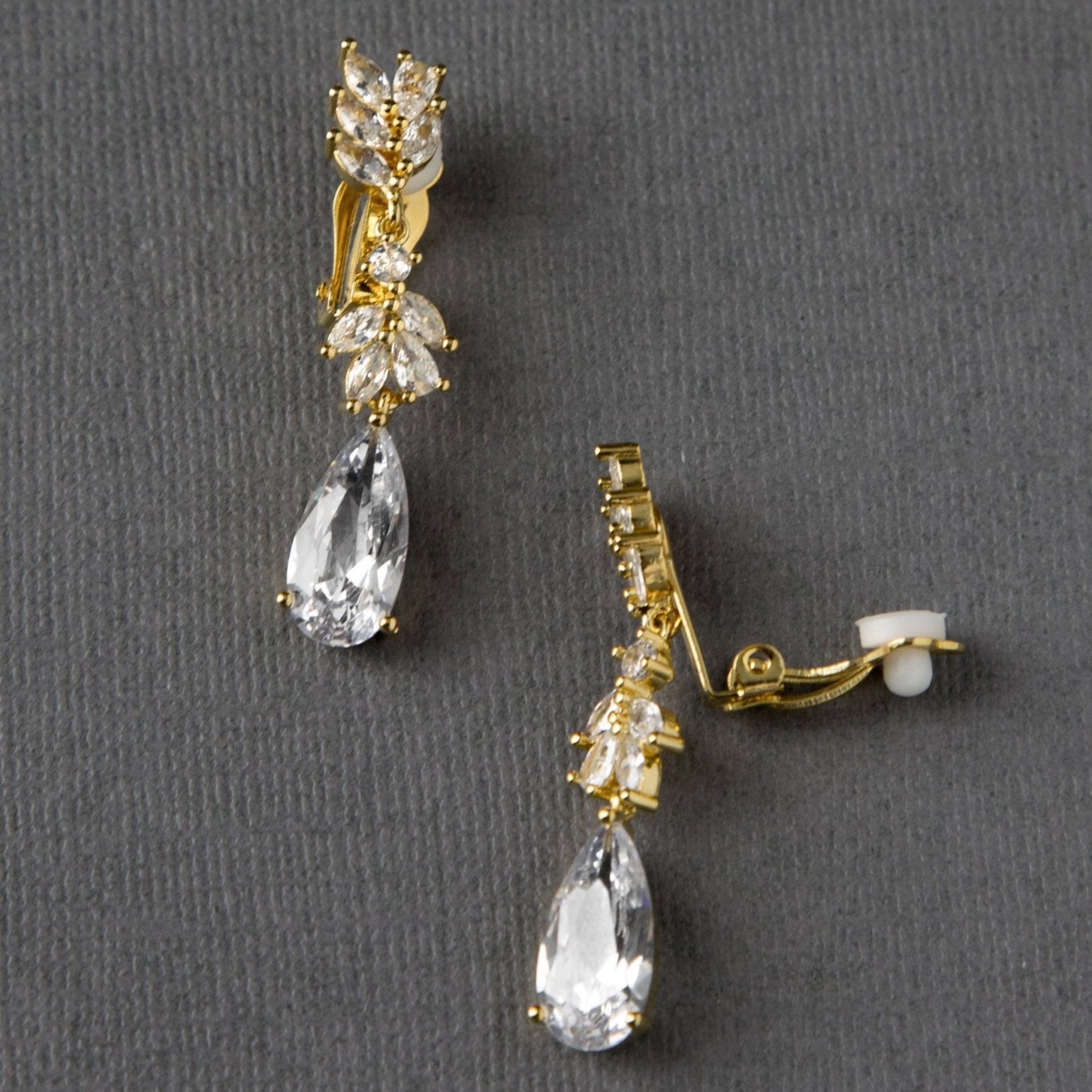 Clip - On CZ Elongated Pear Drop Earrings - Earrings - Cassandra Lynne