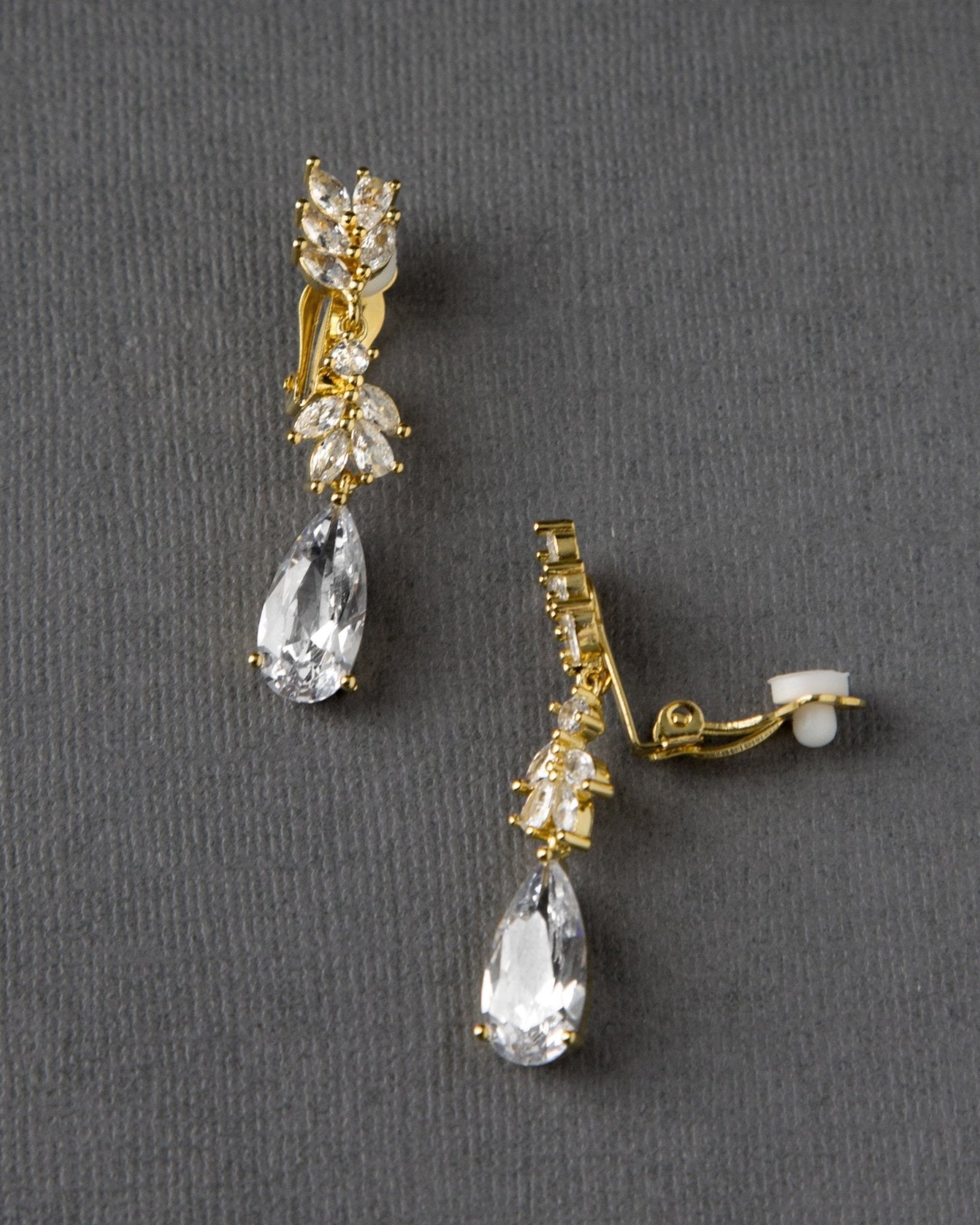 Clip - On CZ Elongated Pear Drop Earrings - Earrings - Cassandra Lynne