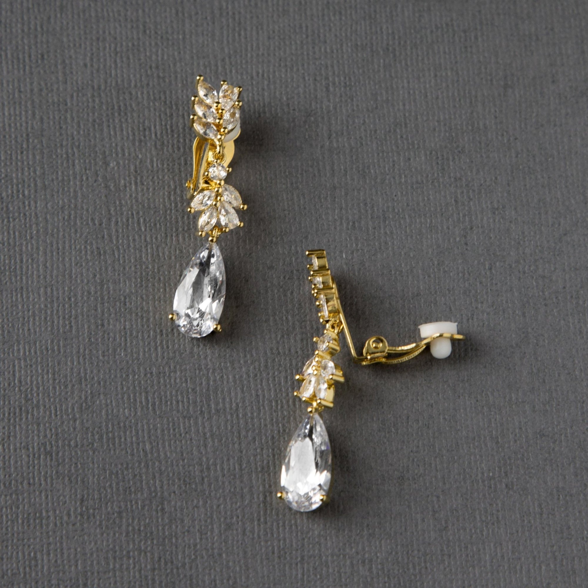 Clip - On CZ Elongated Pear Drop Earrings - Earrings - Cassandra Lynne
