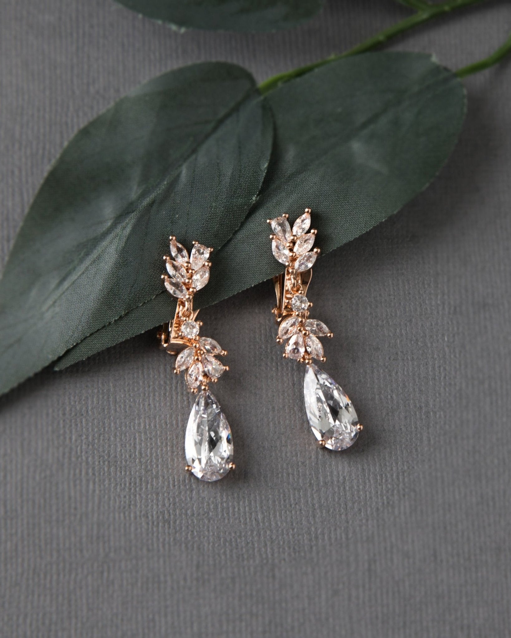 Clip - On CZ Elongated Pear Drop Earrings - Earrings - Cassandra Lynne