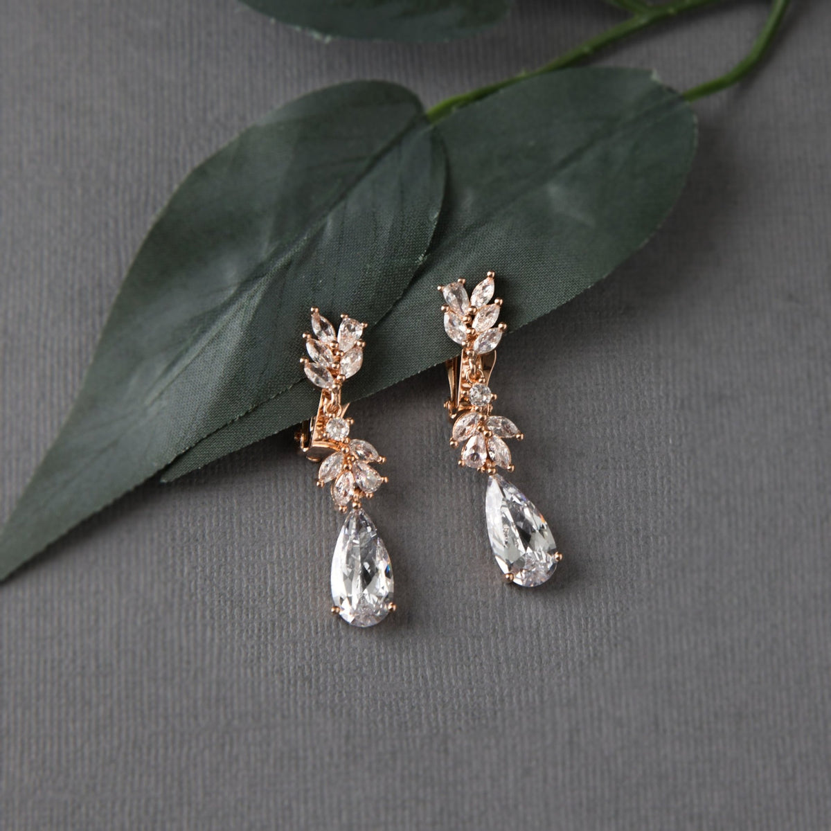 Clip - On CZ Elongated Pear Drop Earrings - Earrings - Cassandra Lynne