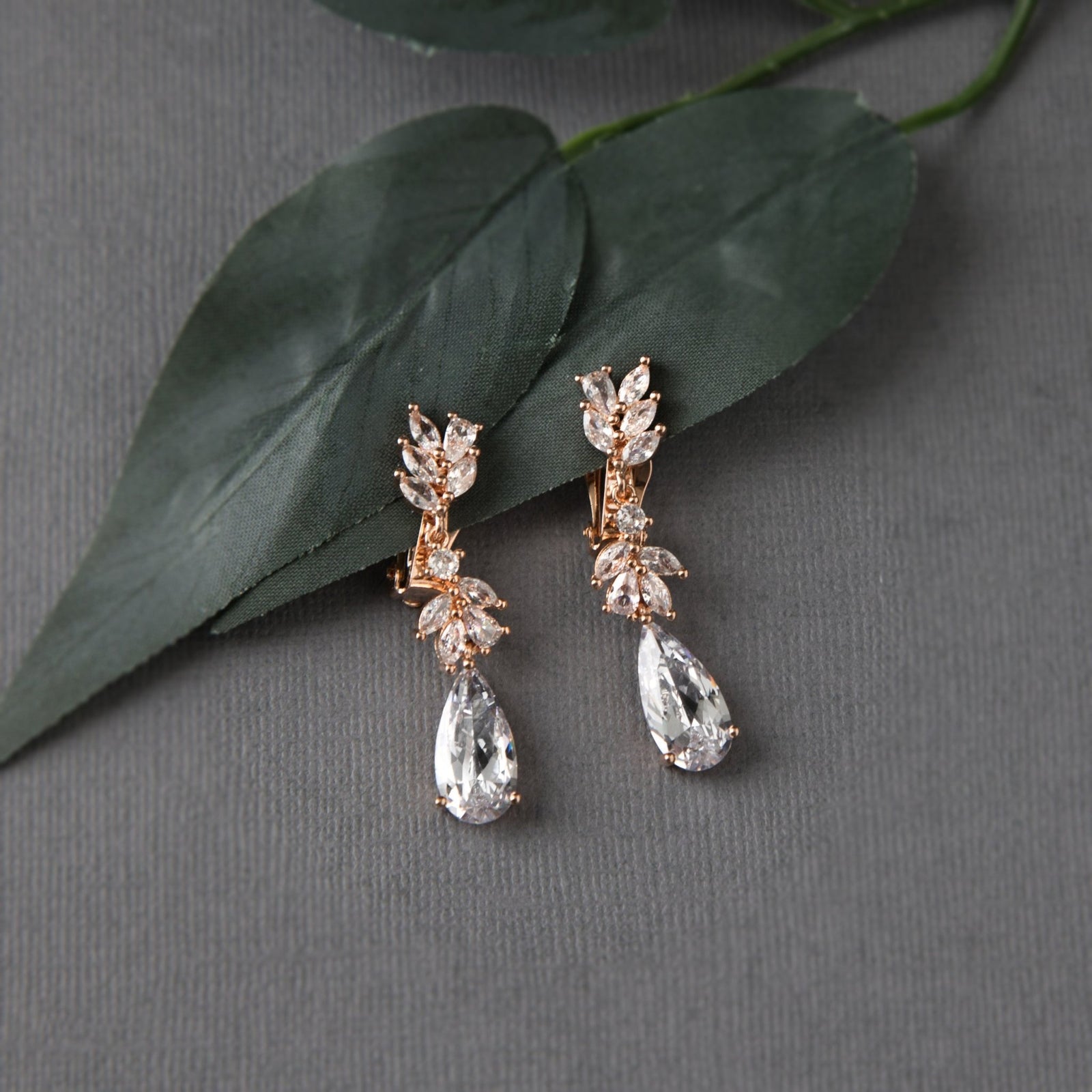 Clip - On CZ Elongated Pear Drop Earrings - Earrings - Cassandra Lynne