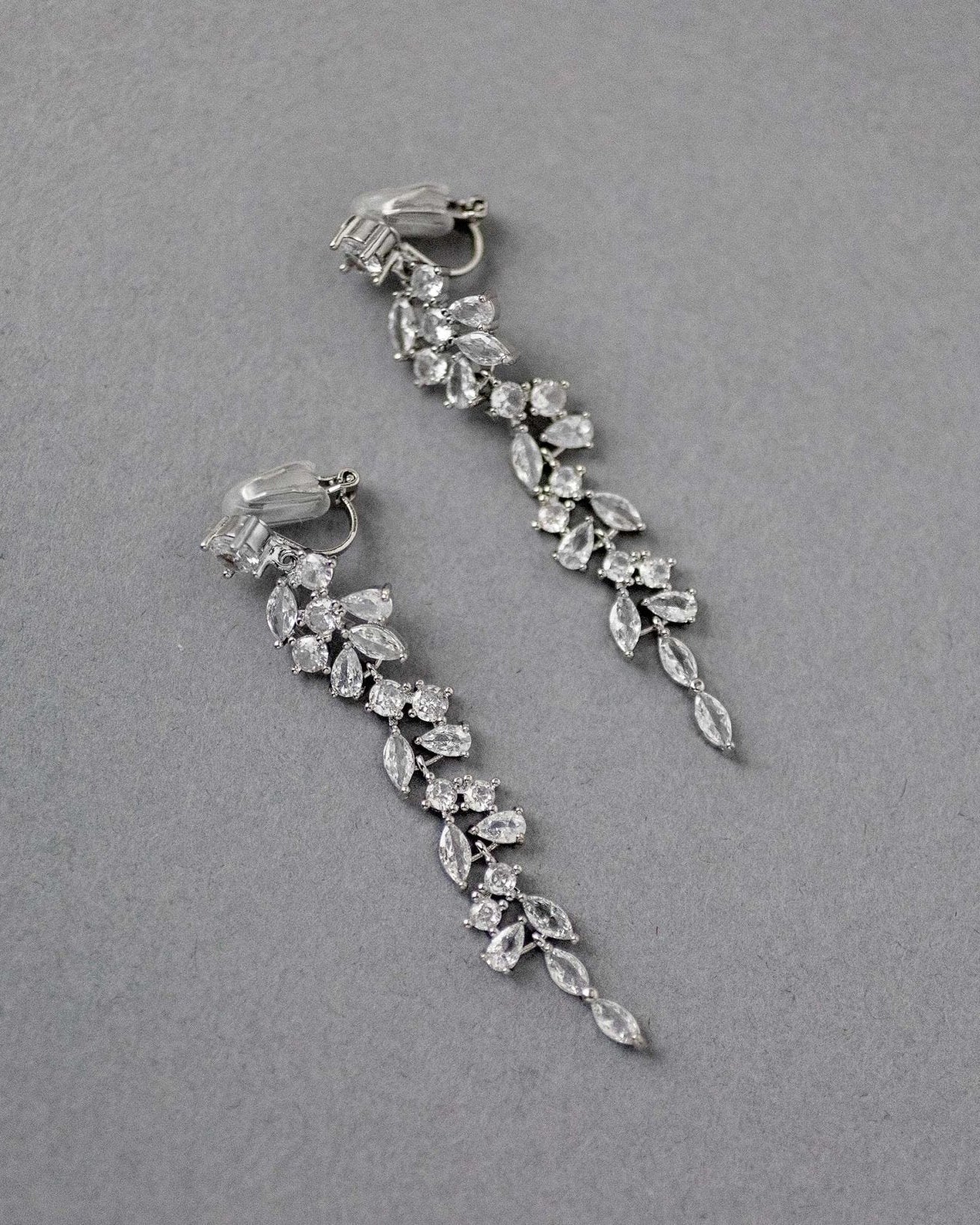 Clip - On Delicate Multi Shape CZ Dangle Wedding Earrings - clip - On Earrings - Cassandra Lynne
