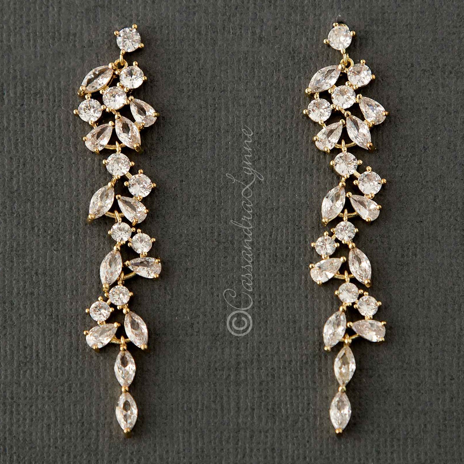 Clip - On Delicate Multi Shape CZ Dangle Wedding Earrings - clip - On Earrings - Cassandra Lynne