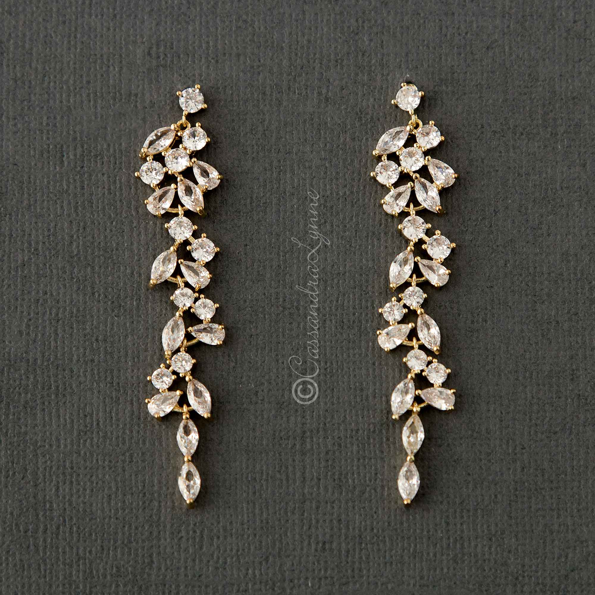Clip - On Delicate Multi Shape CZ Dangle Wedding Earrings - clip - On Earrings - Cassandra Lynne
