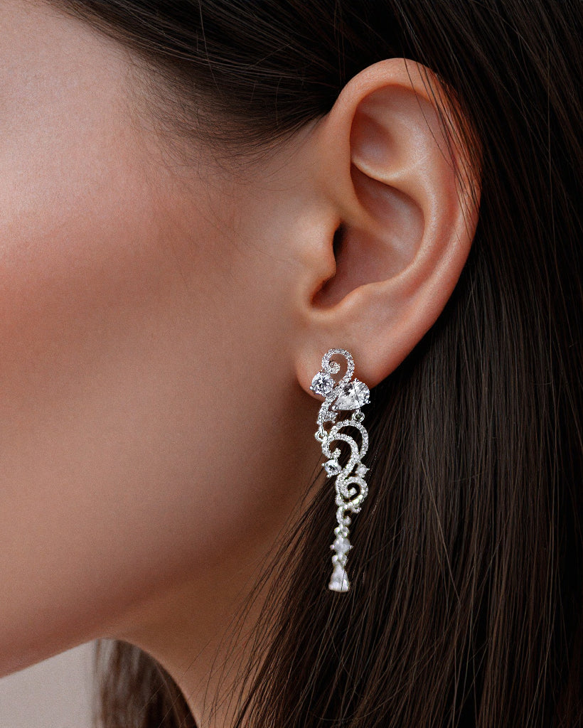 Scrolling CZ Wedding Earrings - Cassandra Lynne