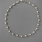 Pearl Wedding Necklace with CZ Leaves