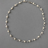 Pearl Wedding Necklace with CZ Leaves